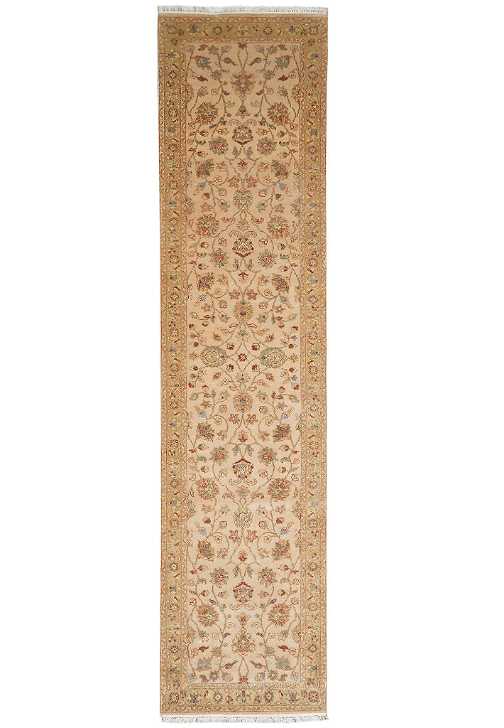 2.9 x 11.9' Feet Long Handmade Runner Beige Gold