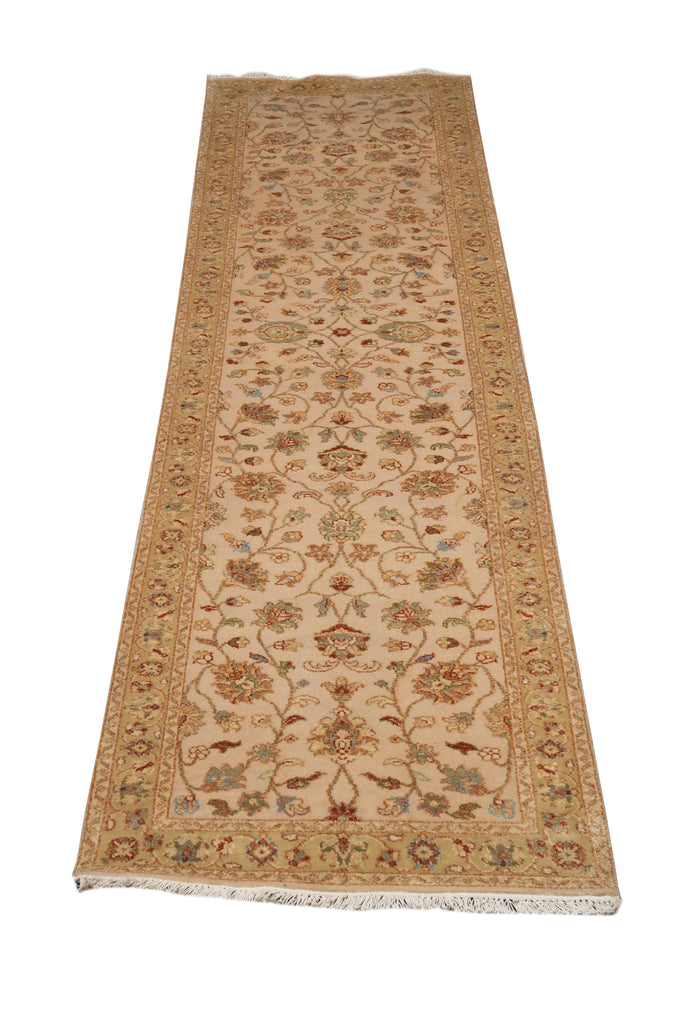 2.9 x 11.9' Feet Long Handmade Runner Beige Gold