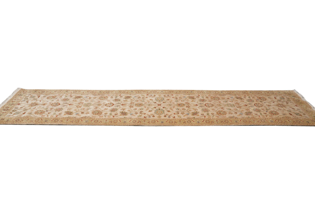 2.9 x 11.9' Feet Long Handmade Runner Beige Gold #B-73736