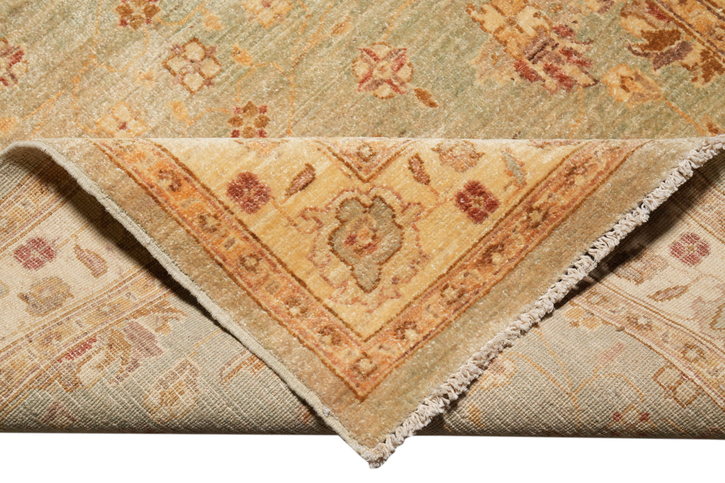 4 x 17.9 Feet Long Wide Handmade Runner Green Gold #PIX-10484