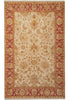 Load image into Gallery viewer, A traditional oriental-style area rug with an intricate floral pattern, featuring a cream center field, a red border, and gold detailing.