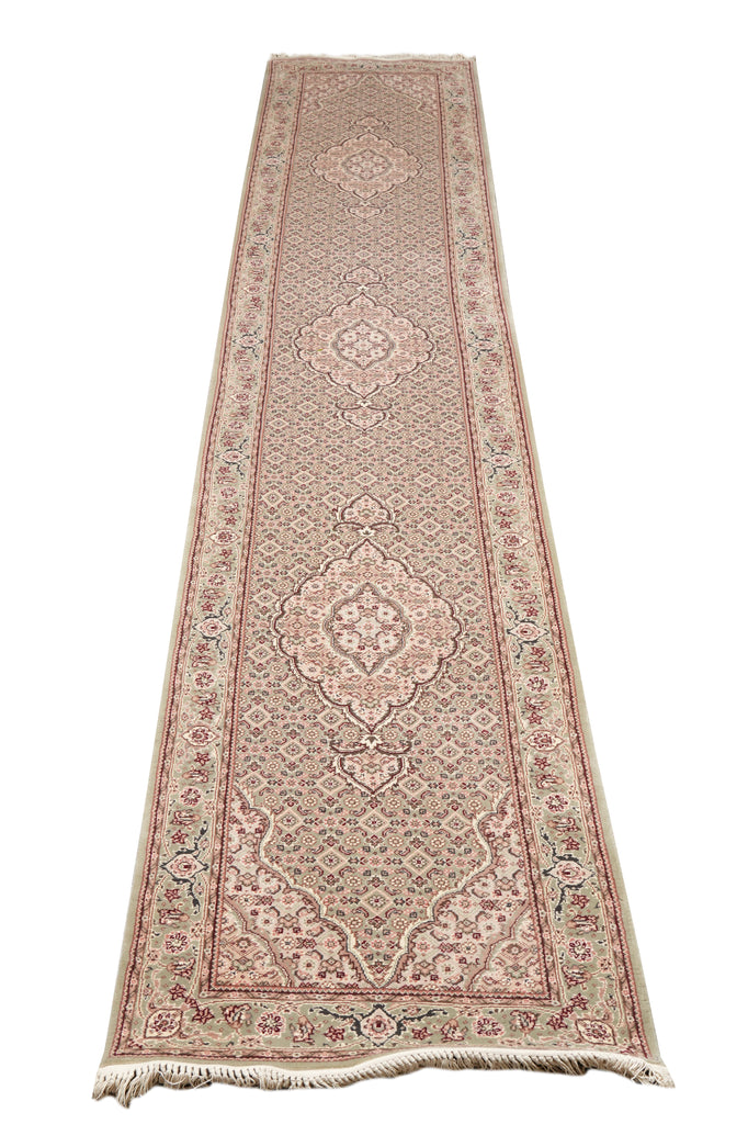 2.7 x 13.8 LIGHT GREEN High Quality Handmade Runner 