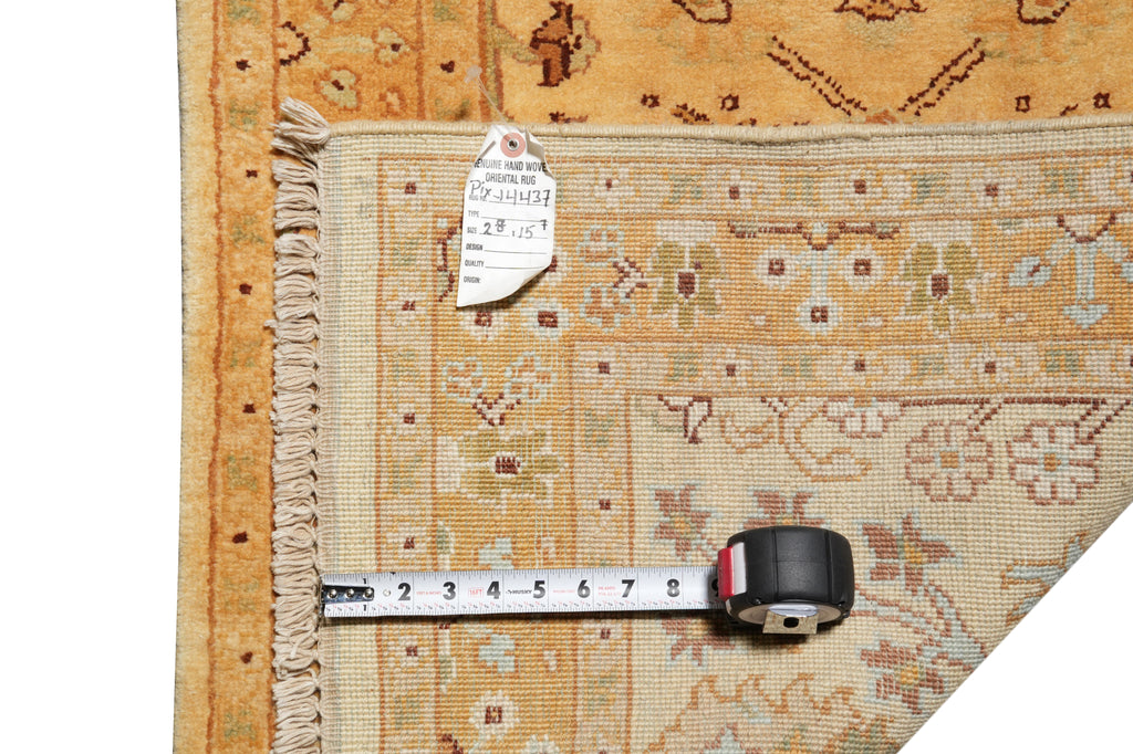 2.8 x 15.7 Feet Long Golden Handmade Oushak Runner Natural Wool #PIX-14437
