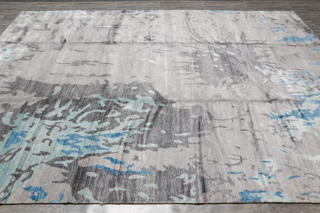 9 x 12 Quality Handmade Contemporary Rug Wool and Silk #F-4540