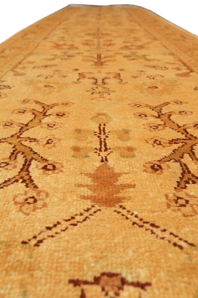 2.8 x 15.7 Feet Long Golden Handmade Oushak Runner Natural Wool #PIX-14437