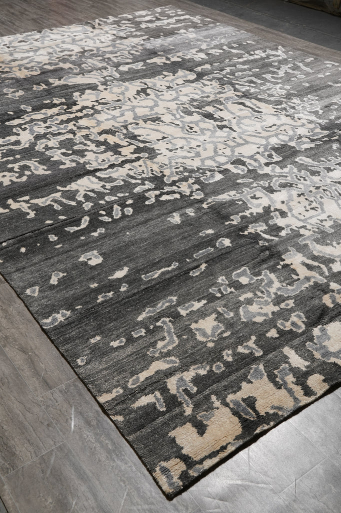 10 x 13.9 Modern Handmade Wool and Silk Quality Rug Gray #F-4541