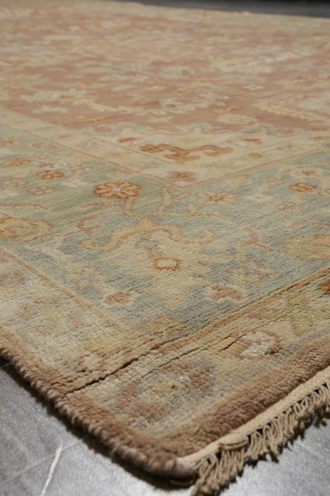 8.4 x 15.7 Rare Odd Size Wool Handmade Rug Rust Green #F-4543