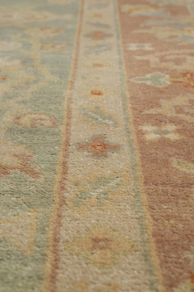 8.4 x 15.7 Rare Odd Size Wool Handmade Rug Rust Green #F-4543