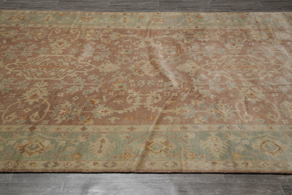 8.4 x 15.7 Rare Odd Size Wool Handmade Rug Rust Green #F-4543