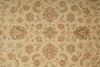 Load image into Gallery viewer, Beige damask fabric with a vintage floral and scroll pattern in muted brown, tan, and olive green tones.