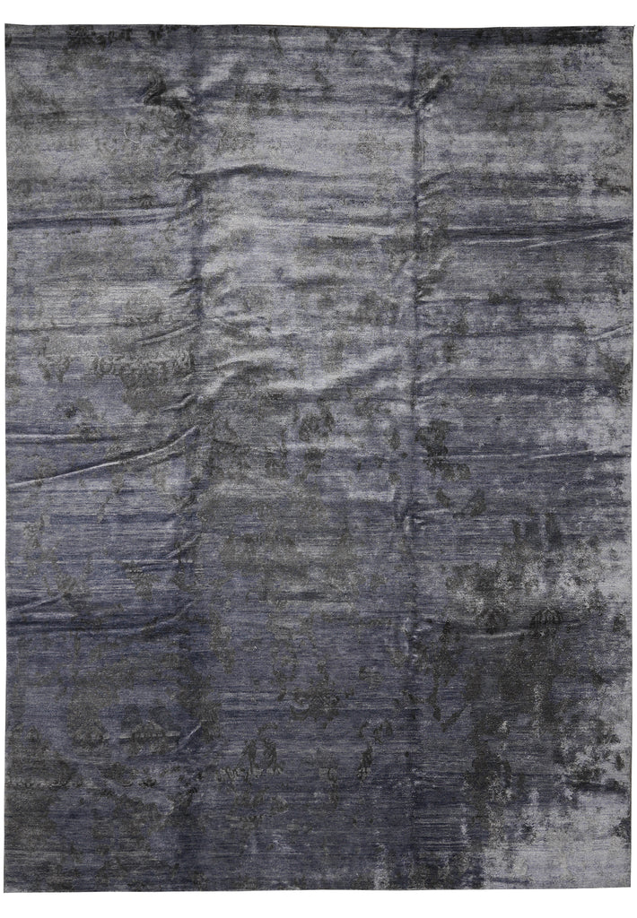 10 x 14 Contemporary Handmade Wool Rug Soild Plain Denim Blue Color