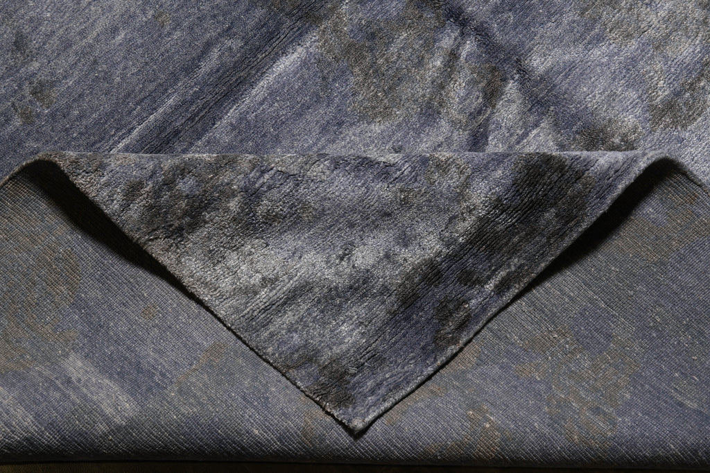 10 x 14 Contemporary Handmade Wool Rug Soild Plain Denim Blue Color #F-4544