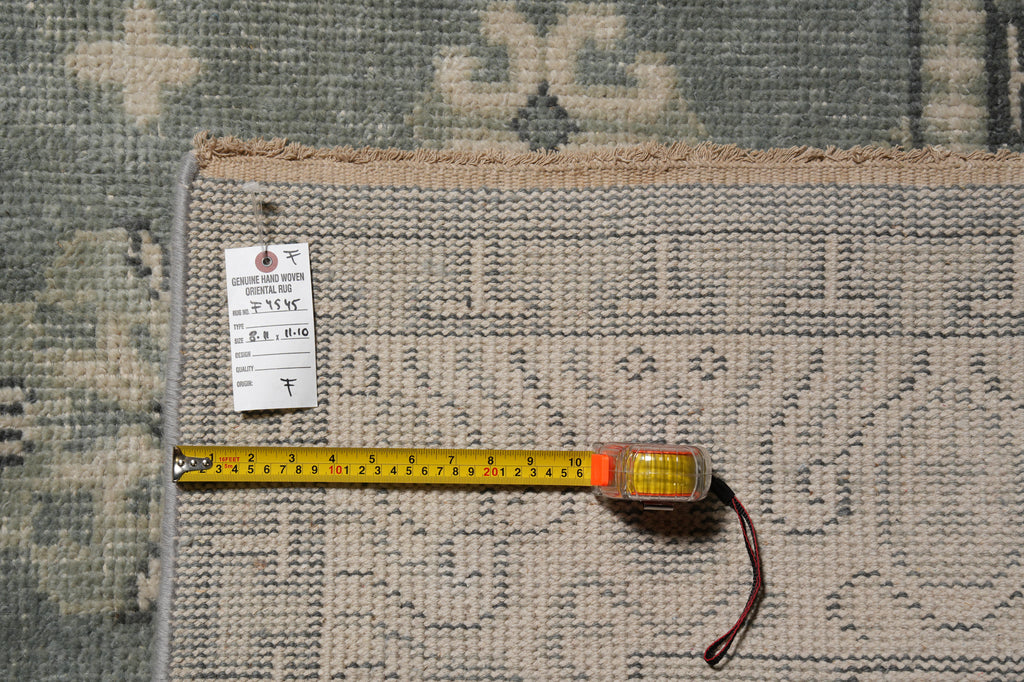 9 x 12 New Handmade Chotan Rug Low Wool Pile Gray Sage #F-4545