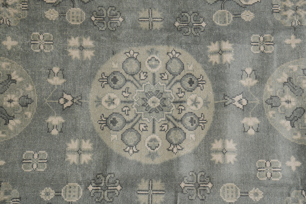 9 x 12 New Handmade Chotan Rug Low Wool Pile Gray Sage #F-4545