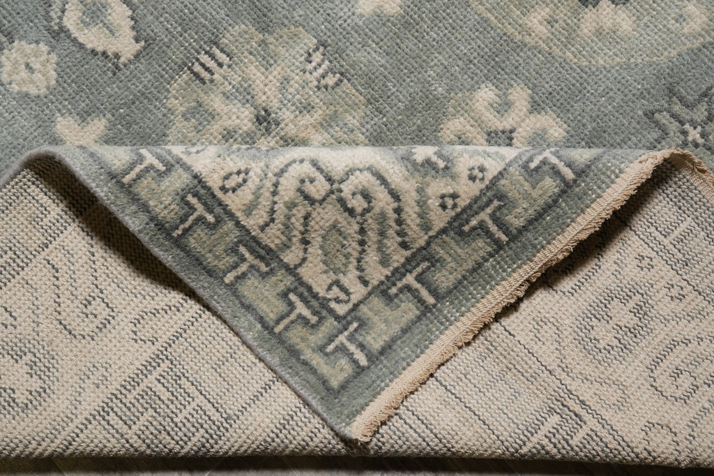 9 x 12 New Handmade Chotan Rug Low Wool Pile Gray Sage #F-4545