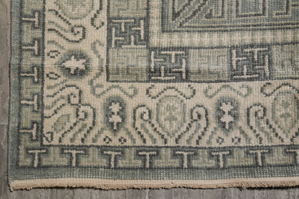 9 x 12 New Handmade Chotan Rug Low Wool Pile Gray Sage #F-4545