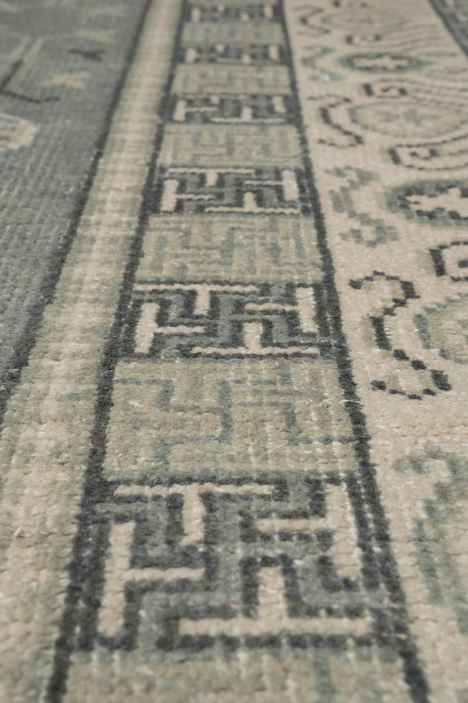 9 x 12 New Handmade Chotan Rug Low Wool Pile Gray Sage #F-4545