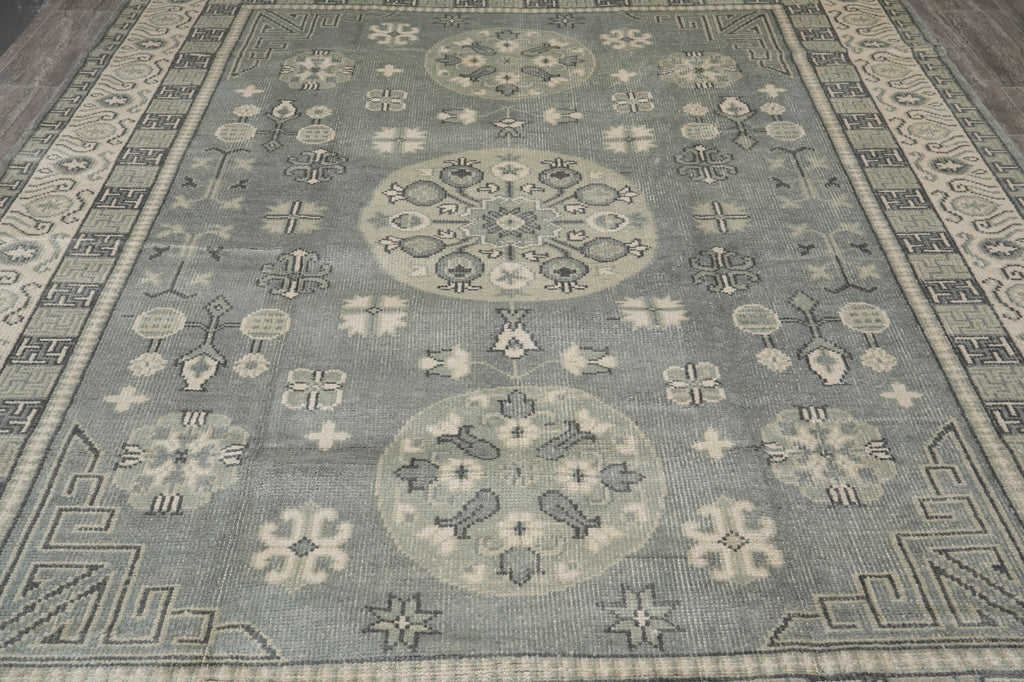 9 x 12 New Handmade Chotan Rug Low Wool Pile Gray Sage #F-4545