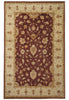 Load image into Gallery viewer, A traditional oriental-style area rug with a deep burgundy central field and an ornate cream and gold floral pattern, surrounded by a wide cream border with gold detailing.