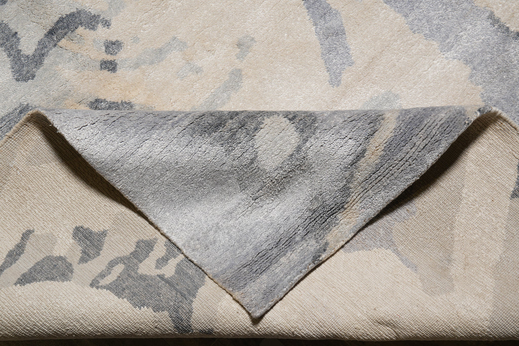 8 x 10 Beige Gray Handmade Wool and Silk Contemporary Rug #F-4546