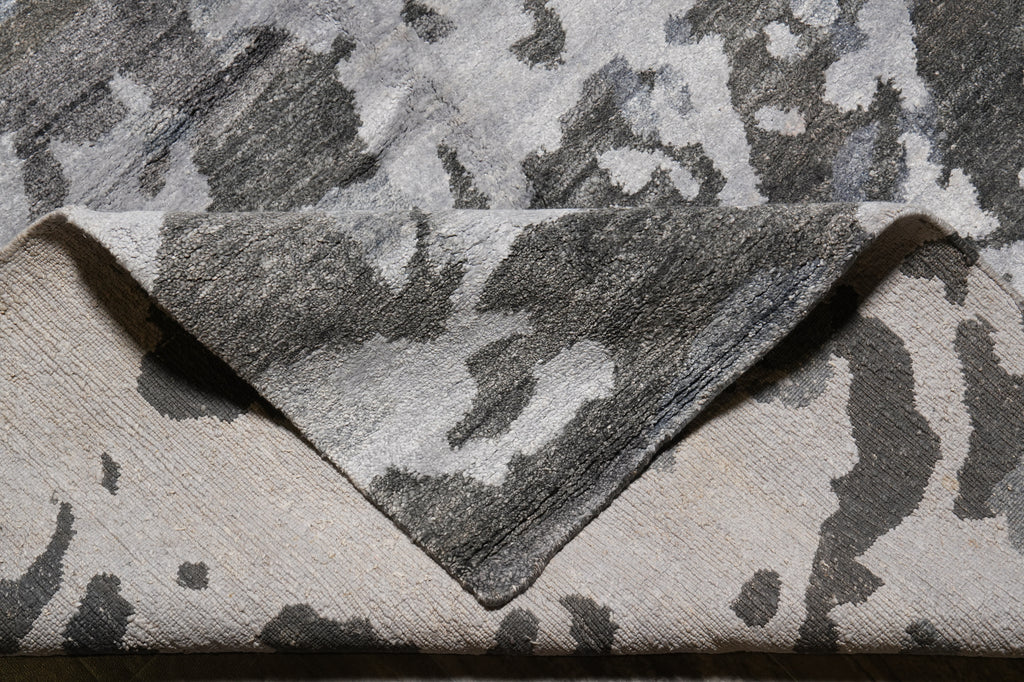 9 x 12 Modern Gray Handmade Quality Rug Wool and Silk #F-4547