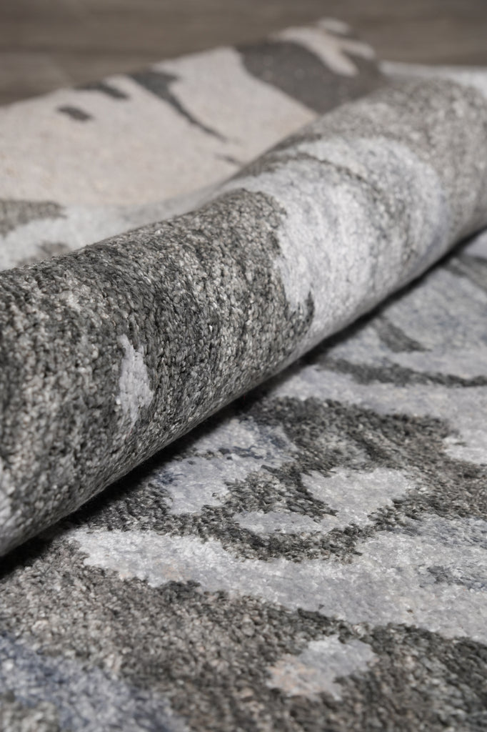 9 x 12 Modern Gray Handmade Quality Rug Wool and Silk #F-4547