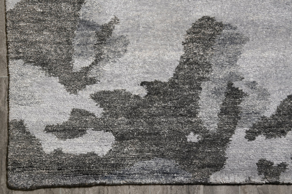9 x 12 Modern Gray Handmade Quality Rug Wool and Silk #F-4547