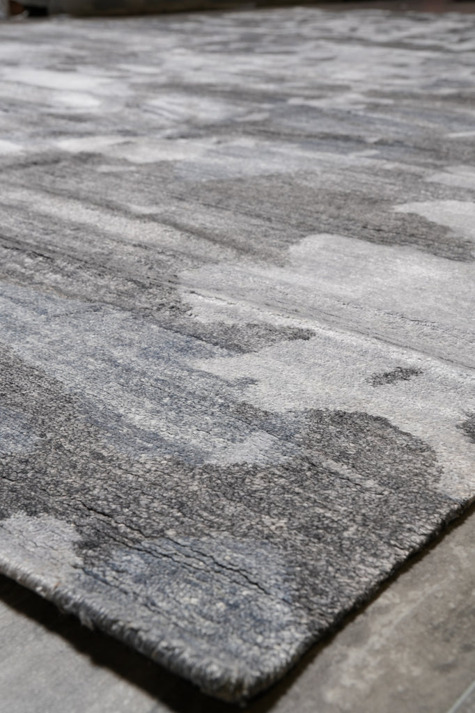 9 x 12 Modern Gray Handmade Quality Rug Wool and Silk #F-4547