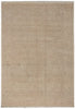 Load image into Gallery viewer, A square beige area rug with a faded, low-contrast traditional floral pattern and subtle fringes on the top and bottom edges.