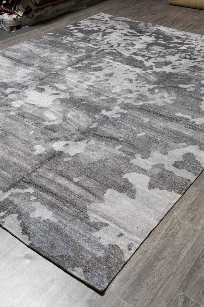 9 x 12 Modern Gray Handmade Quality Rug Wool and Silk #F-4547