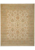 Load image into Gallery viewer, A traditional oriental-style area rug with an intricate floral and medallion pattern in beige, muted green, and soft orange tones, shown flat against a white background.
