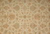 Load image into Gallery viewer, A close-up of a beige fabric or wallpaper pattern with an ornate floral and medallion design in muted gray, rust orange, and soft green tones.