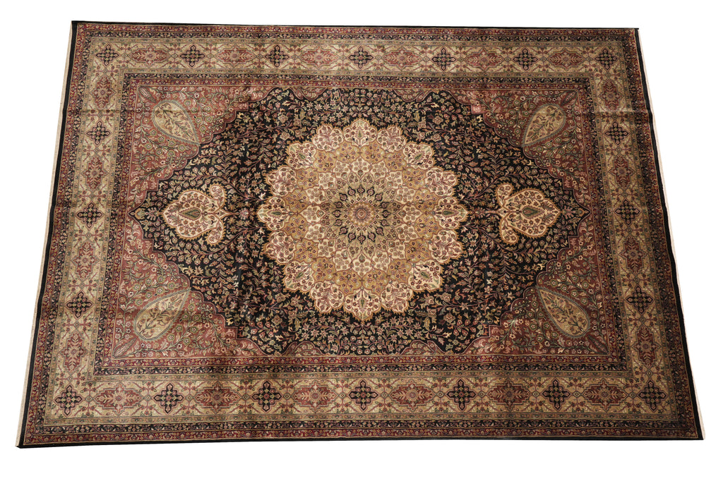 10 x 14 High Quality  Black Kermanshah Wool Handmade Rug #PIX-6819