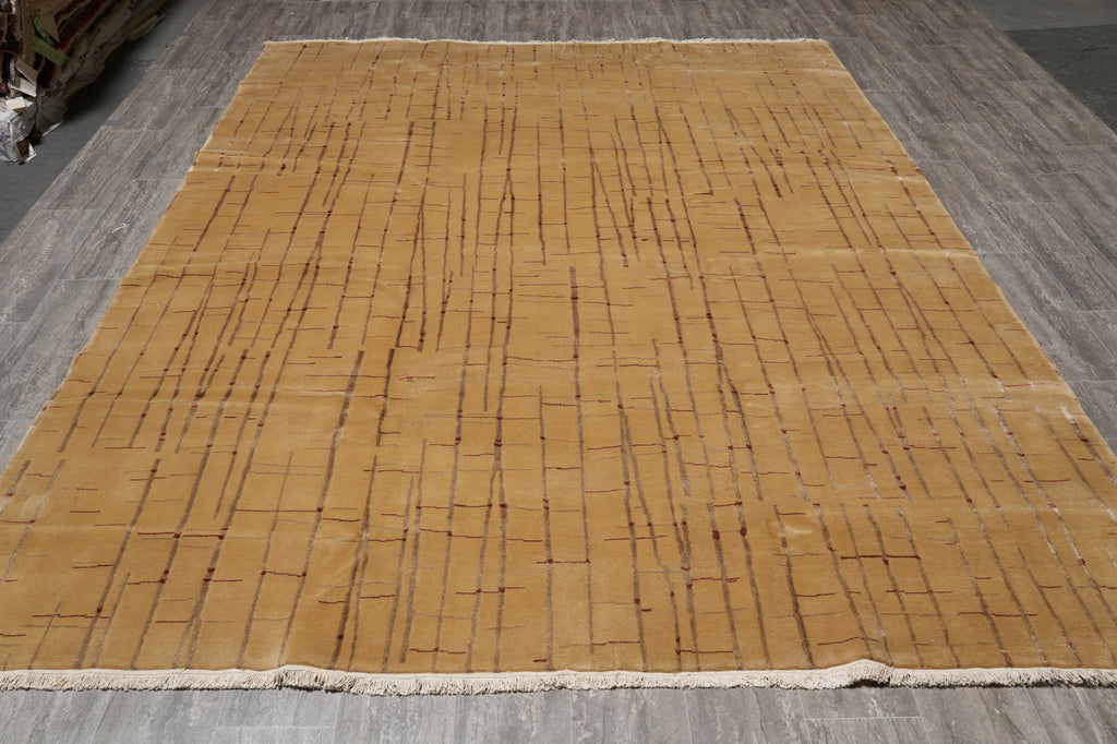 8 x 10.4 Contemporary Wool and Silk Quality Handmade Modern Rug #F-4548