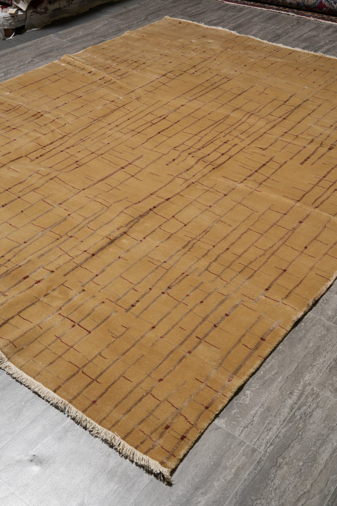8 x 10.4 Contemporary Wool and Silk Quality Handmade Modern Rug #F-4548