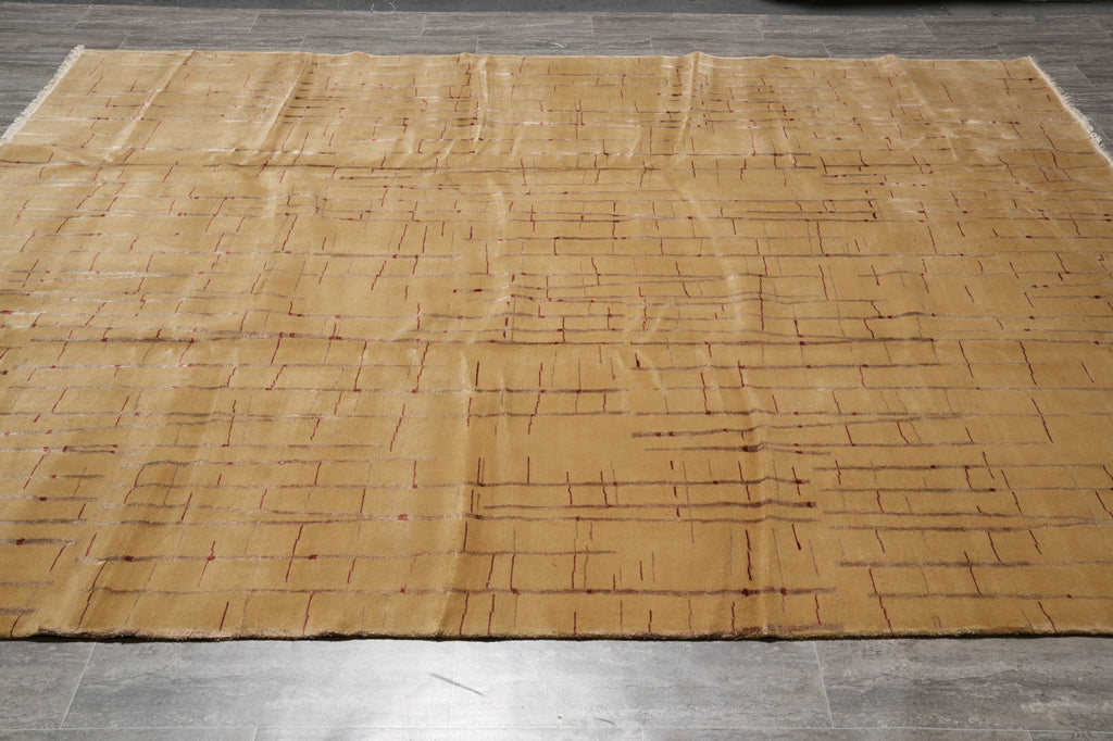8 x 10.4 Contemporary Wool and Silk Quality Handmade Modern Rug #F-4548