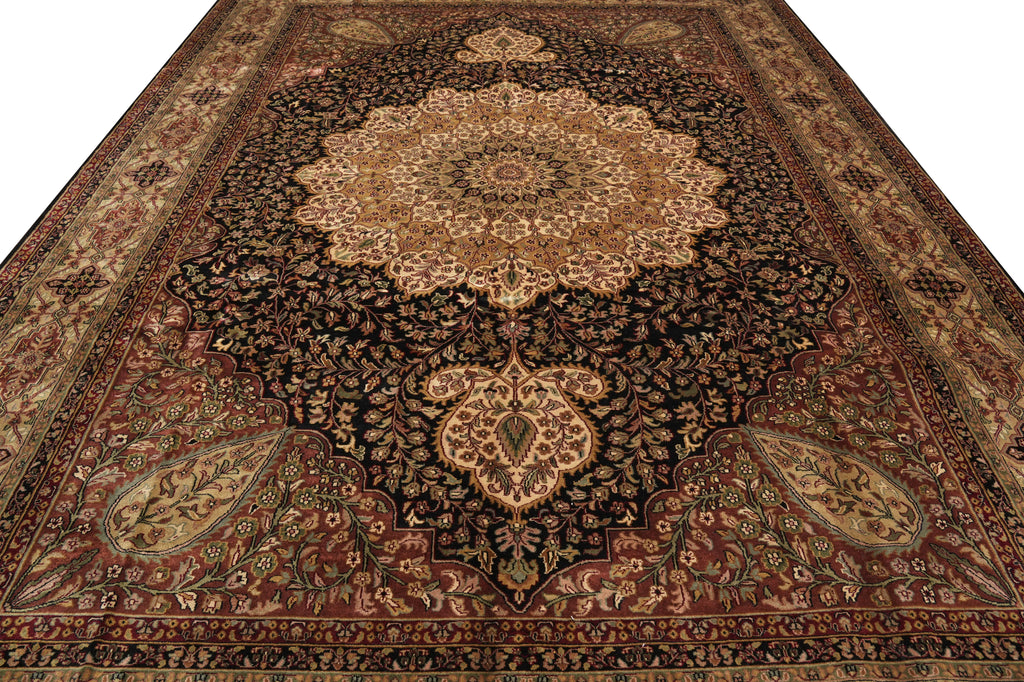 10 x 14 High Quality  Black Kermanshah Wool Handmade Rug #PIX-6819