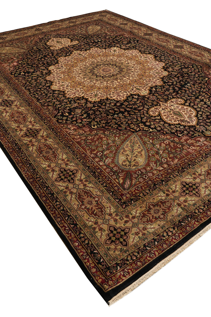 10 x 14 High Quality  Black Kermanshah Wool Handmade Rug #PIX-6819