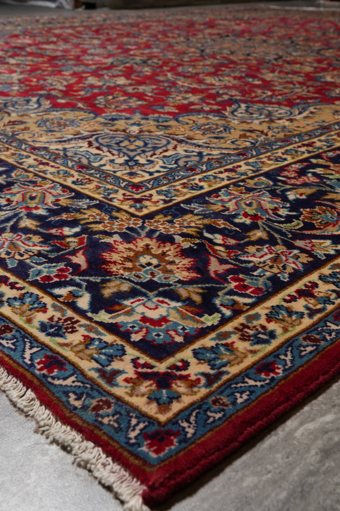 10 x 13 Sale Genuine Persian Najafabad Esfahan Wool Rug Red Blue Iran Traditional #F-4549