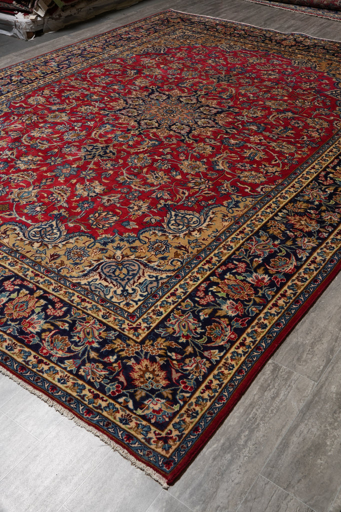 10 x 13 Sale Genuine Persian Najafabad Esfahan Wool Rug Red Blue Iran Traditional #F-4549