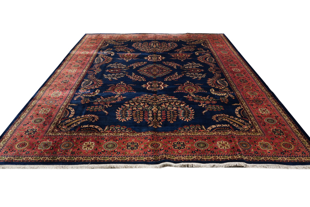 10 x 14 Sarouk Mohajeran Lustrous Silky Wool Blue Rug 