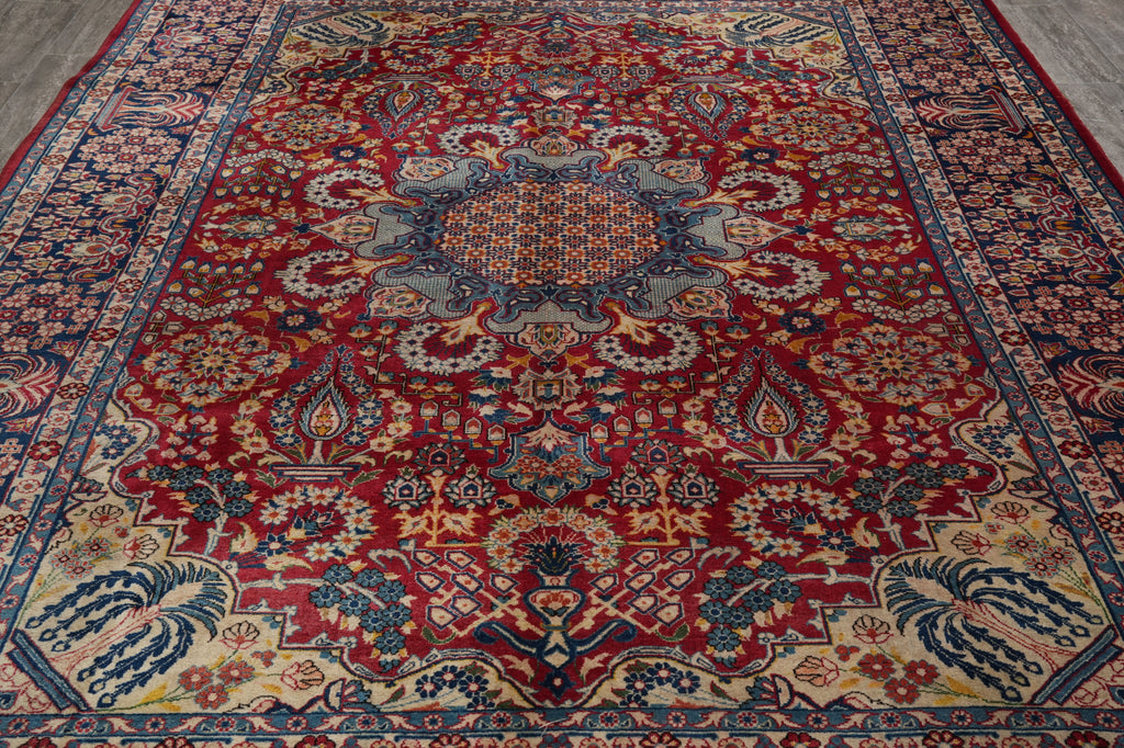 8.8 x 12 authentic Persian Najafabad Esfahan Rug Iran 1970's Sale #F-4551