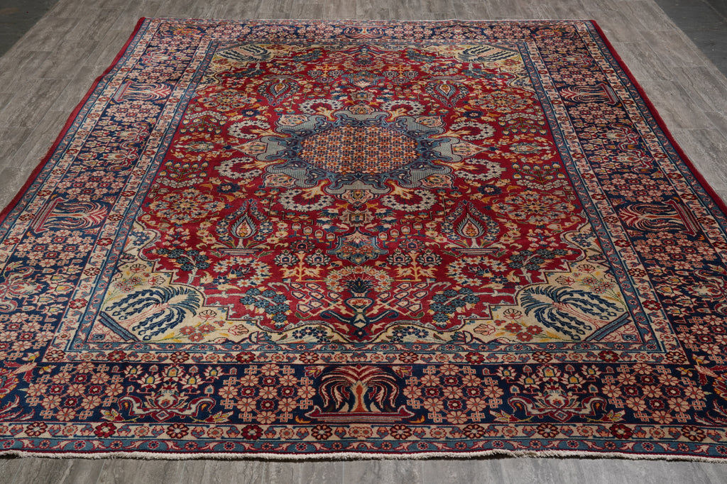 8.8 x 12 authentic Persian Najafabad Esfahan Rug Iran 1970's Sale #F-4551