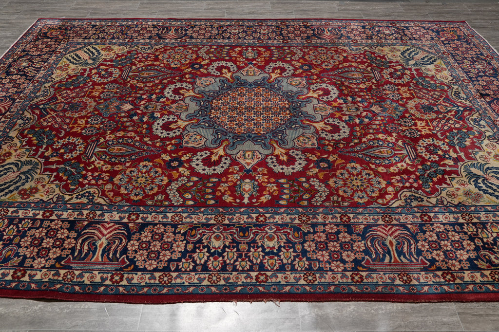 8.8 x 12 authentic Persian Najafabad Esfahan Rug Iran 1970's Sale #F-4551
