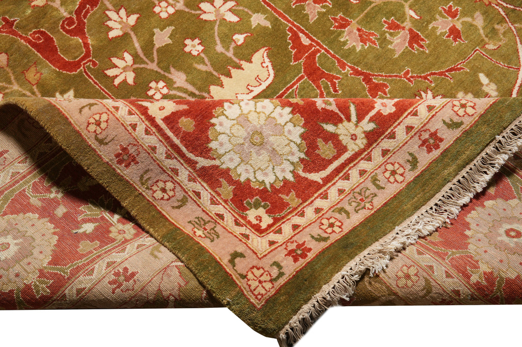 9.8 x 14.6 Quality Agra Rug Olive Green #PIX-9887