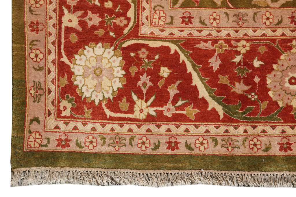 9.8 x 14.6 Quality Agra Rug Olive Green #PIX-9887