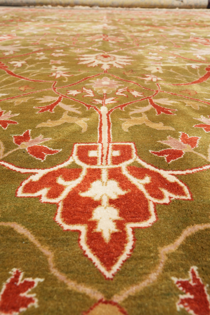 9.8 x 14.6 Quality Agra Rug Olive Green #PIX-9887