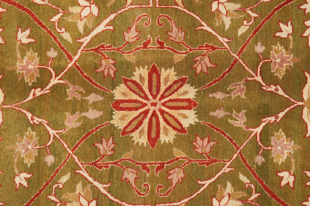 9.8 x 14.6 Quality Agra Rug Olive Green #PIX-9887