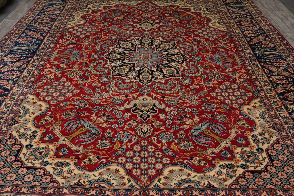 11 x 14.3 Authentic Persian Esfahan Najafabad Wool Iran Rug #F-4552