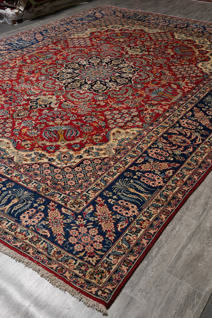 11 x 14.3 Authentic Persian Esfahan Najafabad Wool Iran Rug #F-4552